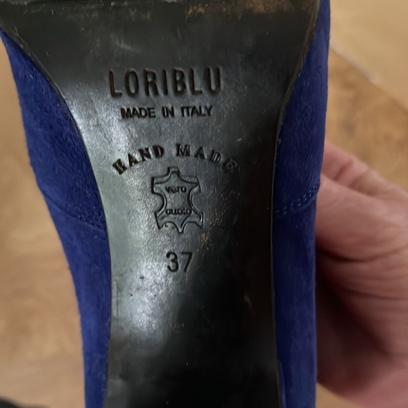 Loriblu Womens Booties Genuine Leather (Suede) Hi hill Colour Blue - Picture 5 of 5